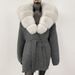 Luxury Oversized Knit Cardigan With Fox Fur Collar - Elegant Long Sleeve Open Front Sweater For Women_voghion.com