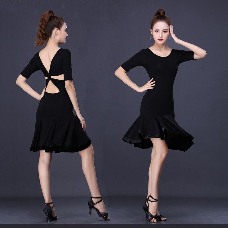 designer2022 Newest wholesale black Latin Dance Tassel Dress Training Female Adult Summer Ballroom Tango Salsa Rumba Costume_voghion.com