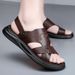Top Layer Cowhide Sandals Summer 2025 Soft Soled Beach Shoes Men's Casual Wear, Suitable For Both Middle-aged Elderly_voghion.com