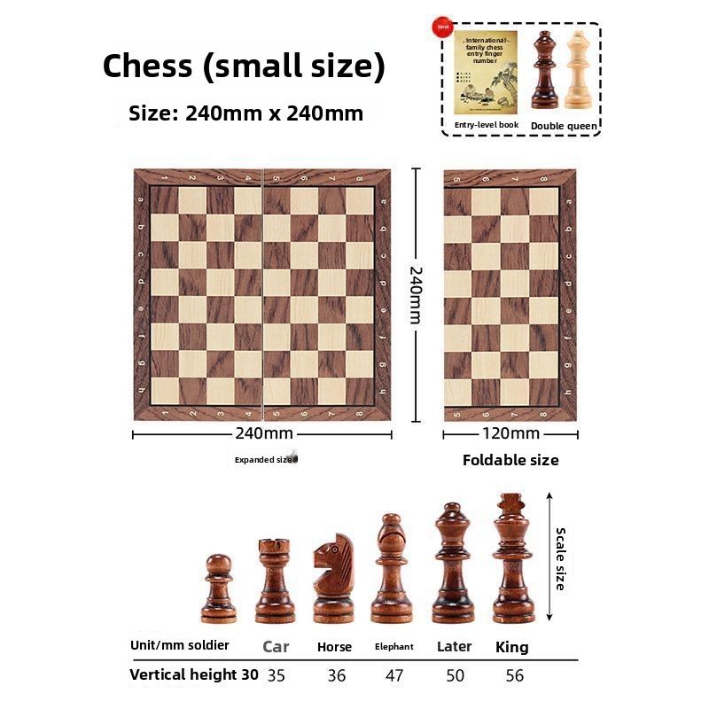 Set For Elementary School Students, Magnetic Foldable Portable Wooden Chessboard, High-end Chess Pieces_voghion.com