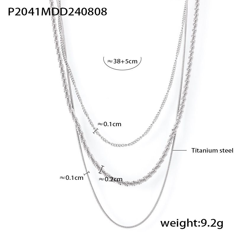 Collier cubain en acier titane, style hip-hop, ras du cou multicouche, tendance pour femmes, chaîne de clavicule_voghion.com