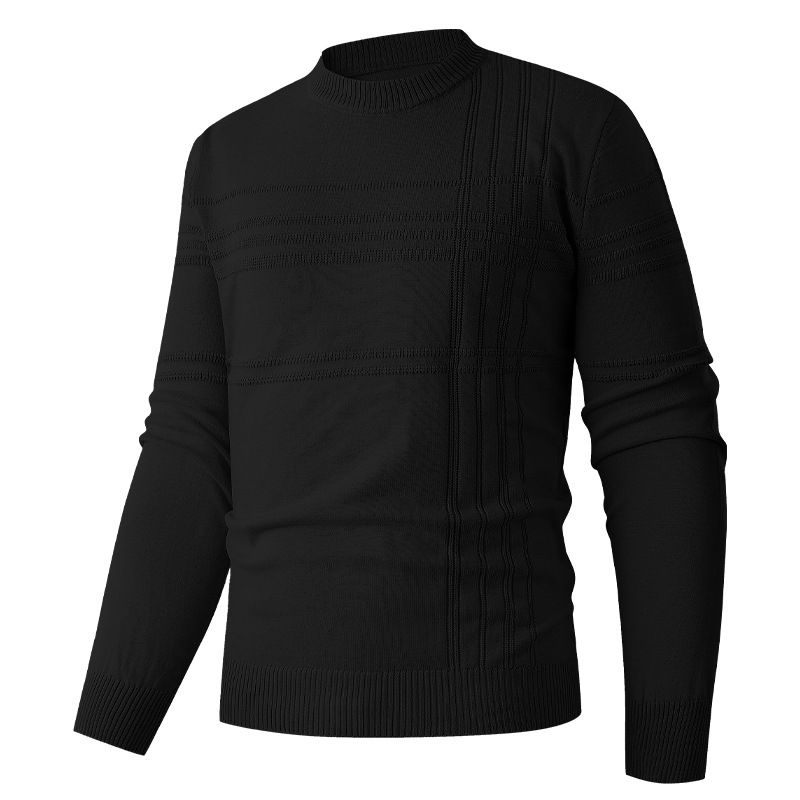 ​Lässiger Strickpullover für Herren, schmale Passform, Rundhalsausschnitt, Langarm, einfaches, einfarbiges T-Shirt für Herbst und Winter, Übergröße, bequemer, weicher Stoff​_voghion.com