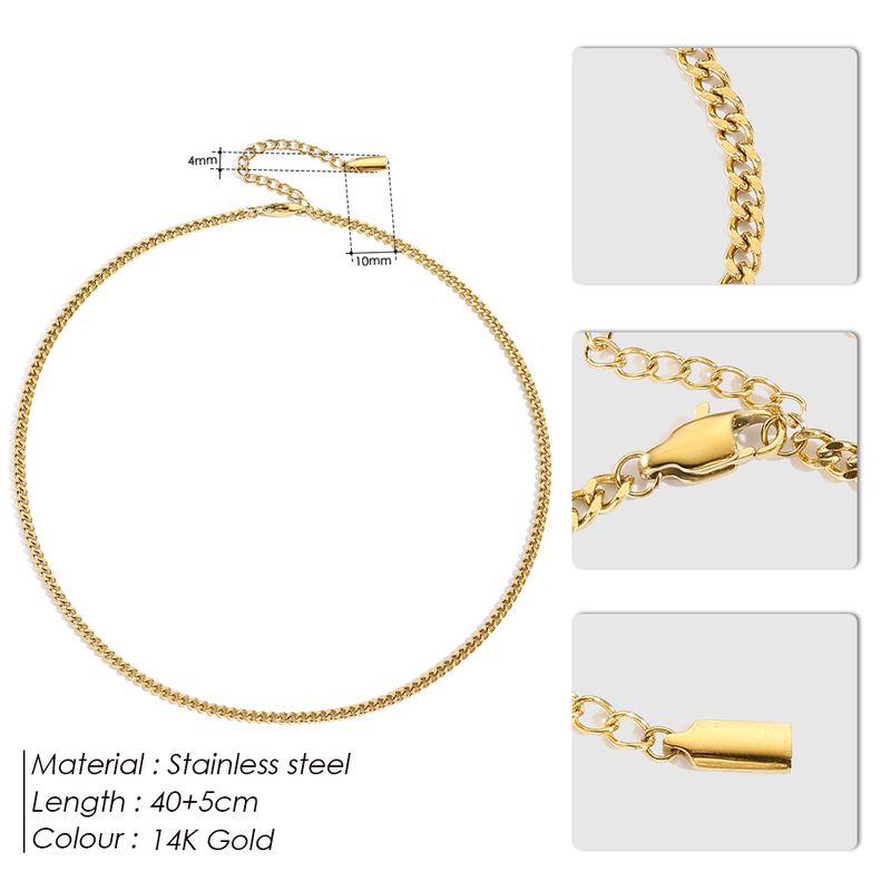 Collana in acciaio inossidabile 304 placcata in oro 14K, stile classico hip-hop, streetwear, colore solido_voghion.com