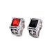 Dominant rectangular red inlaid black for men and women, cross index finger ring trendy_voghion.com