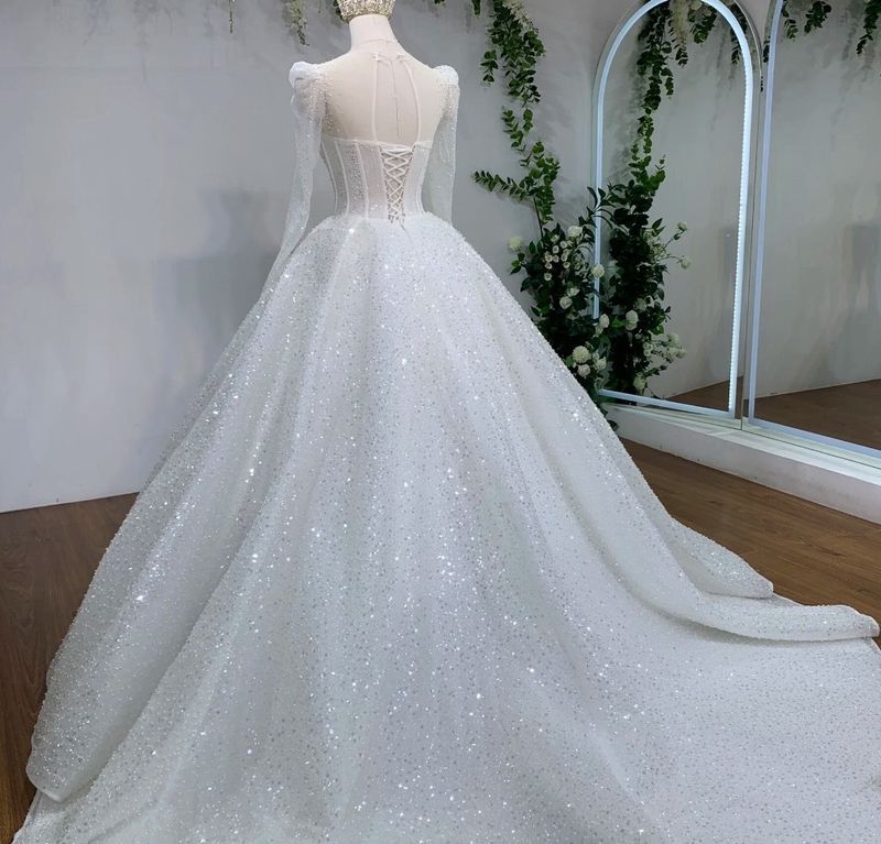 Weddingdress New Heavy Beaded Puffy Skirt Wedding Dress Female Bride French Luxury Trailing Wedding Dress_voghion.com