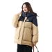 New 90 White Duck Down Winter New Loose Contrasting Color Thickened Coat Color Matching Down Jacket Women_voghion.com