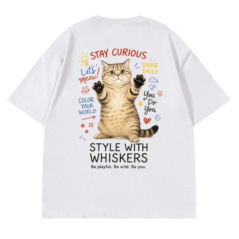 Herrenbekleidung Übergröße T-Shirt für Jungen und Mädchen Cartoon Lässige Haustierkatze Hip Hop Tops für Paare Sommer Alle Match Kurze Ärmel_voghion.com