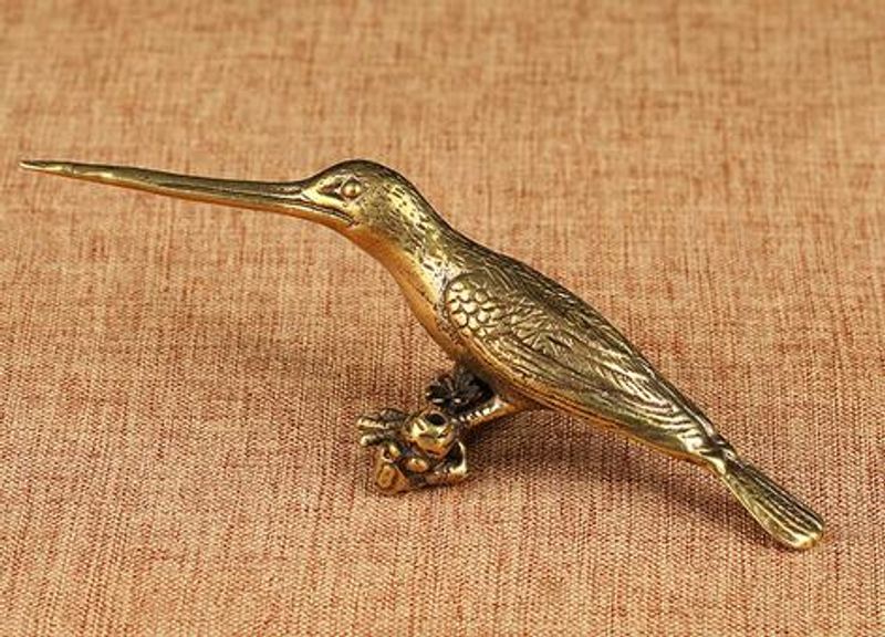 Brass solid copper utensil, kingfisher ornament, handle piece, tea needle, small copper utensil_voghion.com