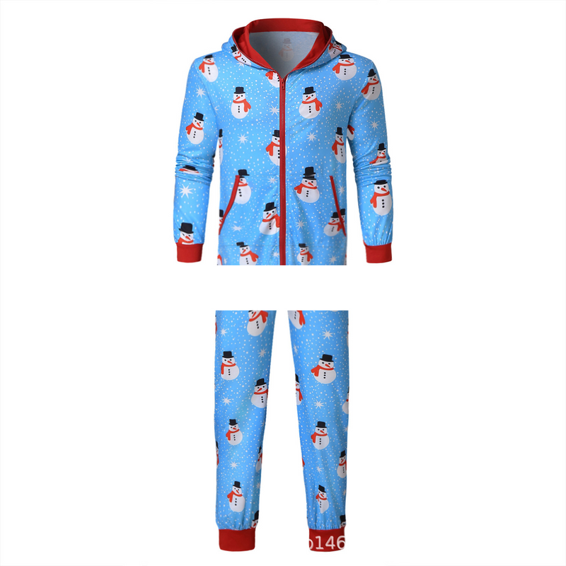Christmas home clothes hot sale Deer snowman striped print multi color large size men's jumpsuit pajamas_voghion.com
