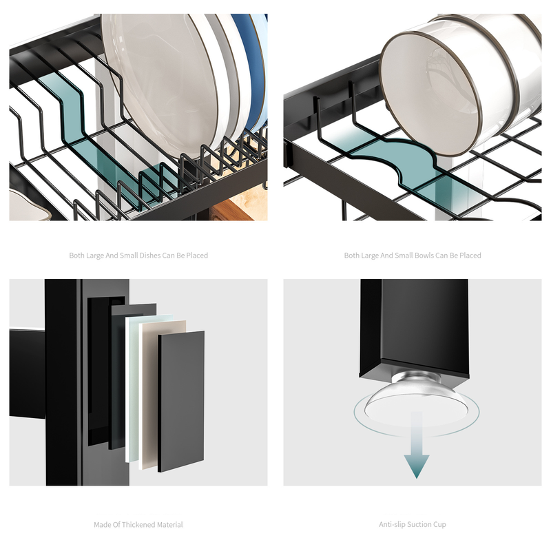  Kitchen Sink Storage Rack Countertop Bowl and Dish Storage Rack Draining Rack Retractable Dish Rack for Sink_voghion.com
