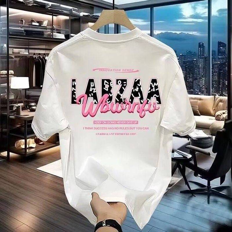 2025 Sommer lockerer Pullover für Männer und Frauen, 100 % Baumwolle, Kurzarm-T-Shirt_voghion.com