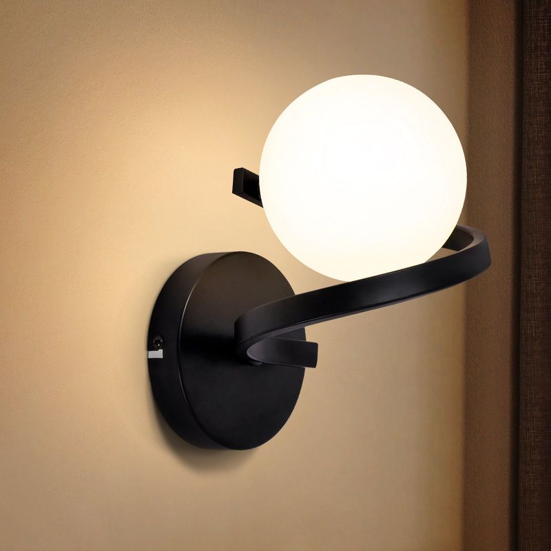 Wandleuchte Badezimmer Wandspots Glaskugel - Wandlampe G9 Schwarz Flurlampe Metall Küche Flurlampe Wandstrahler 1 Flammig Weiß Innen Wohnzimmerlampe_voghion.com