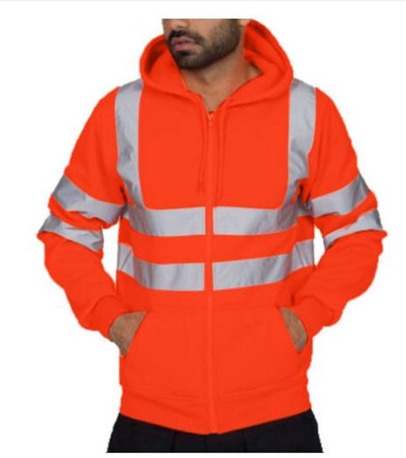 Ropa de trabajo sanitaria con banda reflectante para hombre, chaqueta polar con capucha, sudadera para exteriores._voghion.com