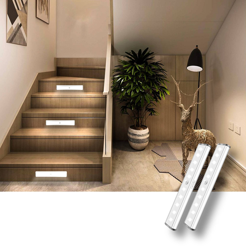 7.48Inch Motion Sensor Closet Light, 10LED Cool White Wireless Rechargeable Under Cabinet Light (Set Of 2)_voghion.com