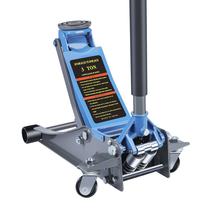 Cric da pavimento a basso profilo da 3 tonnellate, cric idraulico in acciaio al carbonio con pompa a sollevamento rapido a doppio pistone, 8 - 46,5 cm_voghion.com