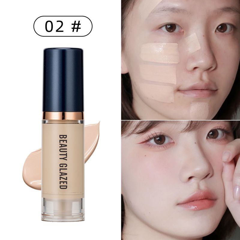 BEAUTY GLAZED 6-farvet flydende foundation semi cover makeup før mælkepulver_voghion.com