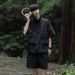 CT Cool Stylish Workwear Large Pocket And Shorts Set For Men Summer New Half-Zip Shirt Five-Point Wide-Leg Pants_voghion.com