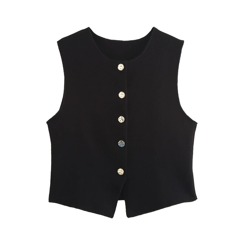 Damen-Set aus dehnbarer Strickweste und hochgeschlitztem Rock – lässiges zweiteiliges Outfit für den Herbst (XS/S/M/L) – Schwarz/Weiß/Weinrot_voghion.com