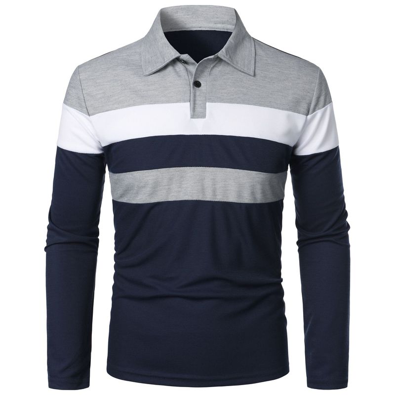 Herren Kurzarm Brust Drei-Streifen Farblich Passende Mode Cross-border Herren Revers Cross-border Kurzarm_voghion.com