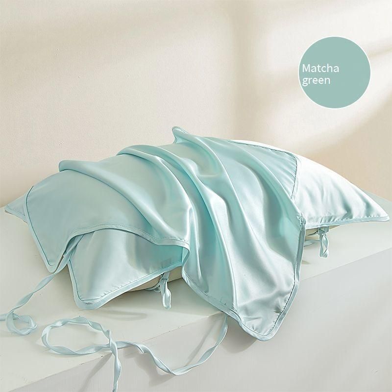 Cooling Ice Silk Pillow Cover - Breathable & Non-Slip For Summer Single Size With Elastic Band (Classic White Men's Edition)​​_voghion.com