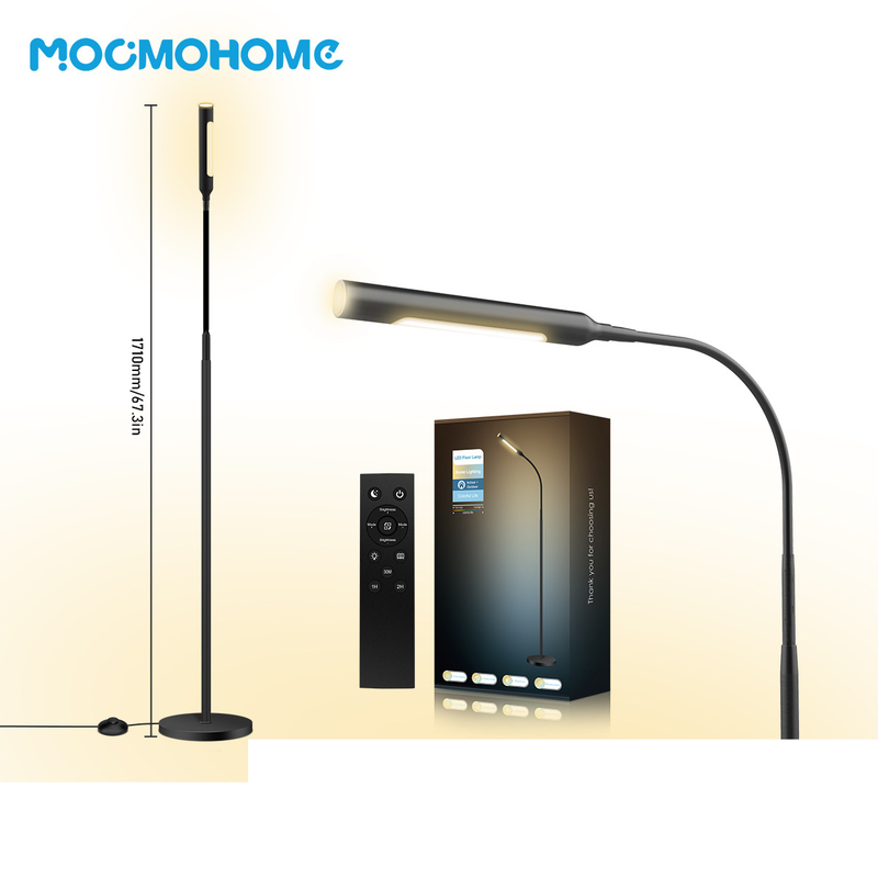 Two Color Warm Light Sofa Floor Lamp Reading Floor Atmosphere Lamp Bedroom Lighting Living Room Remote Control Color Temperature Adjustable_voghion.com