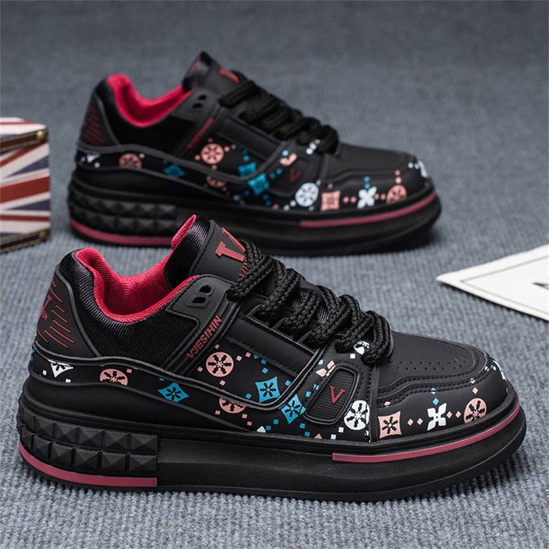 2025 Fshion Sneakers Men's Artificial PU Splicing Low Top Lace-Up Breathable Non-Slip Wear-Resistant Running Shoes 39-44_voghion.com