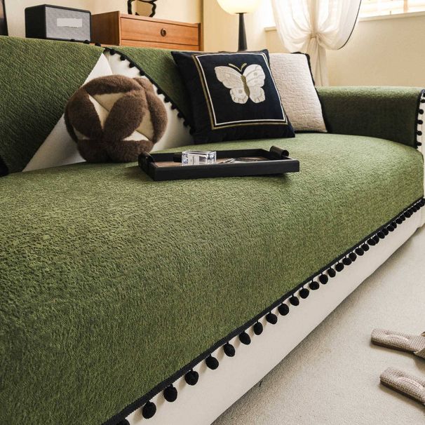 Chenille-Sofakissenbezug – Hochwertiges, rutschfestes Einteiler-Design (Vintage-Grün, Creme, Beige und mehr)_voghion.com