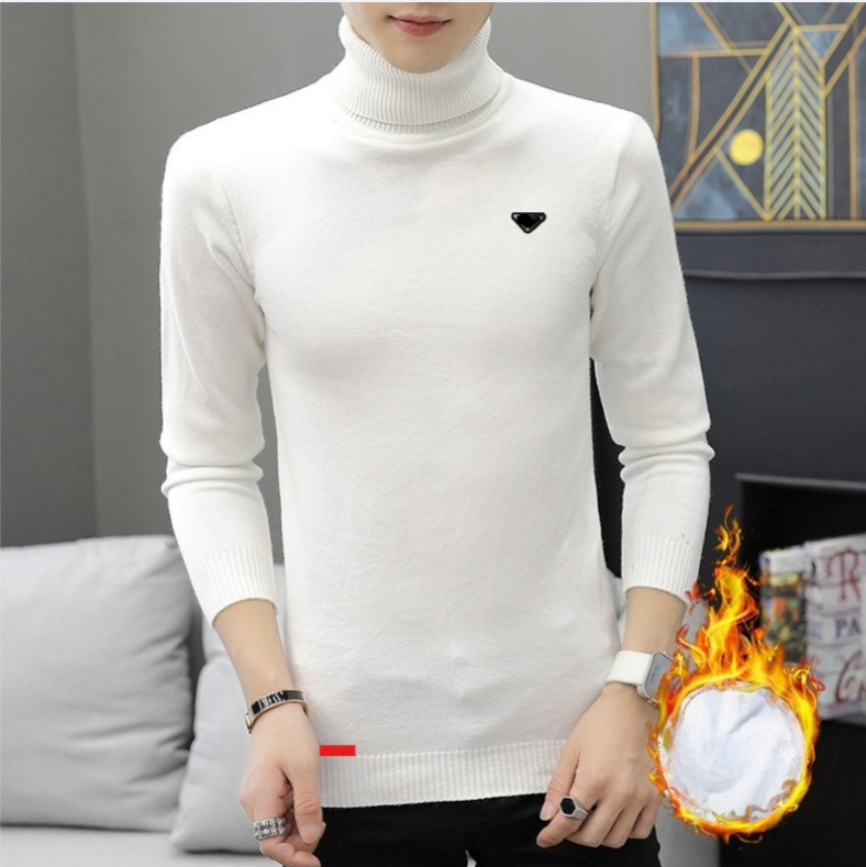 Triangle Badge Turtleneck Mens Womens Designer Sweater Pullover For Men Cashmere Sweaters Solid Color Cotton Sweater_voghion.com