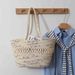Small straw woven bag for women new style hollow cotton woven bag beach bag large capacity shoulder basket bag_voghion.com