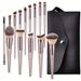 14-Piece Champagne Makeup Brush Set With Cosmetic Bag Professional Powder Brush Blush Brush Eyeshadow Brushes Kit_voghion.com