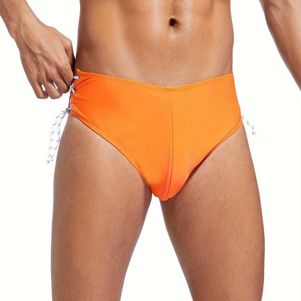 Men's Sexy Solid-Color Swim Shorts - Dual Side Drawstrings & Anti-Slip Lining (Quick-Dry Fabric & UPF 50+) - Beach & Pool Wear_voghion.com