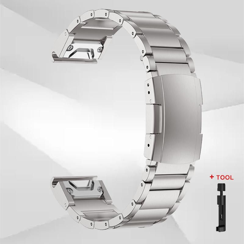 Garmin Fenix ​​7/6/5 órához alkalmas, három gyöngyös, teknős csattal, gyorskioldású titán fémszíjjal, fém titán szíjjal_voghion.com
