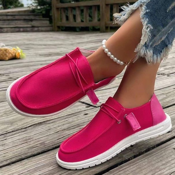 Damenschuhe große Größe helle Farbe Canvas Schuhe_voghion.com