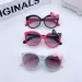 Fashion Girls Boys Shiny Bowknot Sunglasses Beautiful Cat Kids Fashion Gradient Glasses uv400_voghion.com