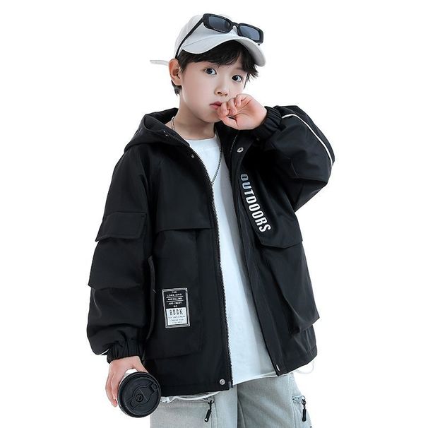 Boys' Windbreaker Spring And 2025 New Children's Big Kids Color Block Trench Coat Autumn Jacket Trendy_voghion.com