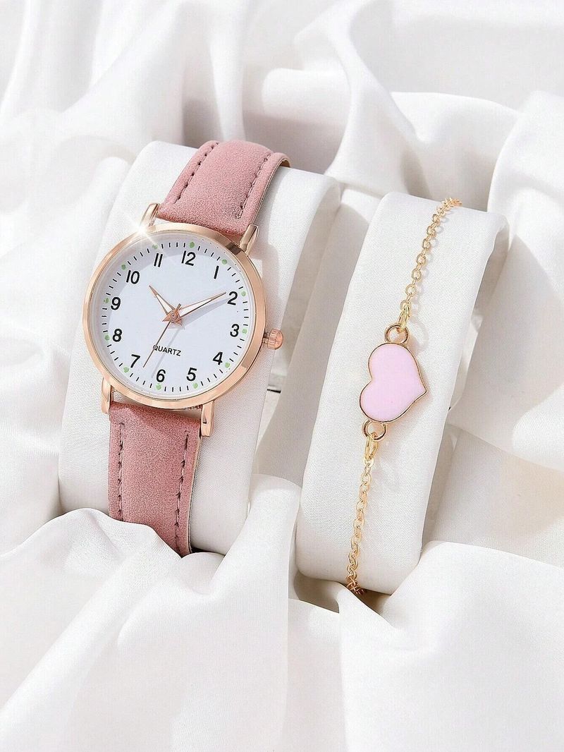 Korean version of simple digital luminous pointer quartz watch set ladies versatile fashion belt female student wrist watch_voghion.com