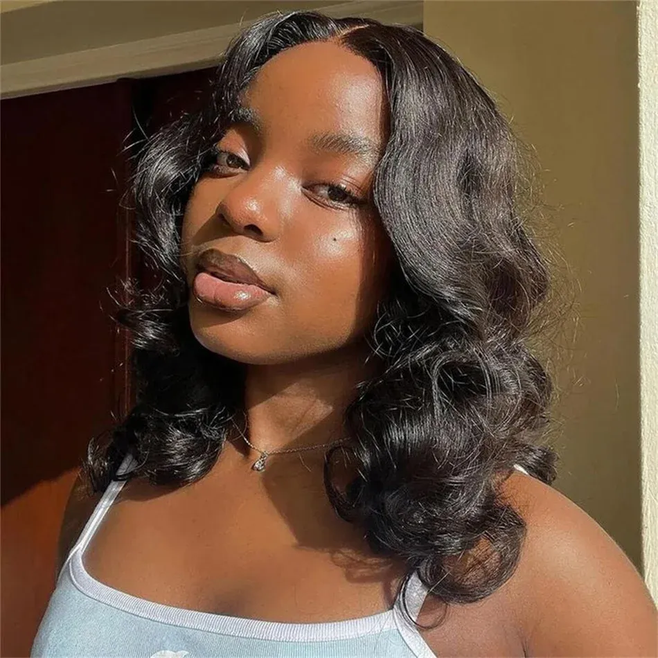 180 Density Body Wave Lace Frontal Bob Wig Human Hair Wigs Remy Short Loose Wave Pre Plucked Bob Lace Front Wig For Women_voghion.com