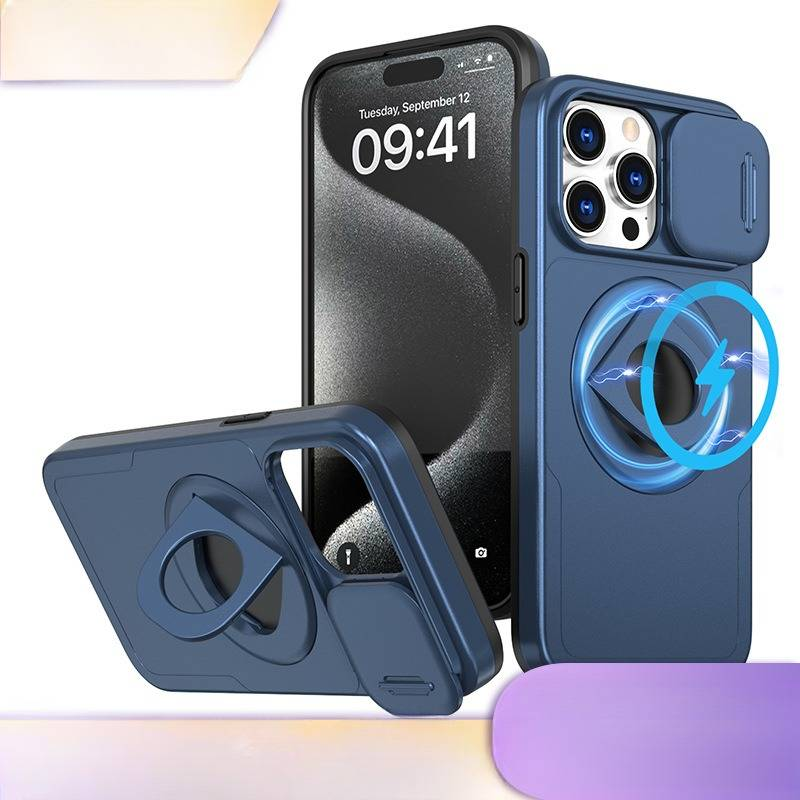 Étuis et coques de téléphone Nouveau produit adapté aux étuis de téléphone portable Fenêtre à pousser Support d'anneau magnétique Coque de protection pour iPhone 14_voghion.com