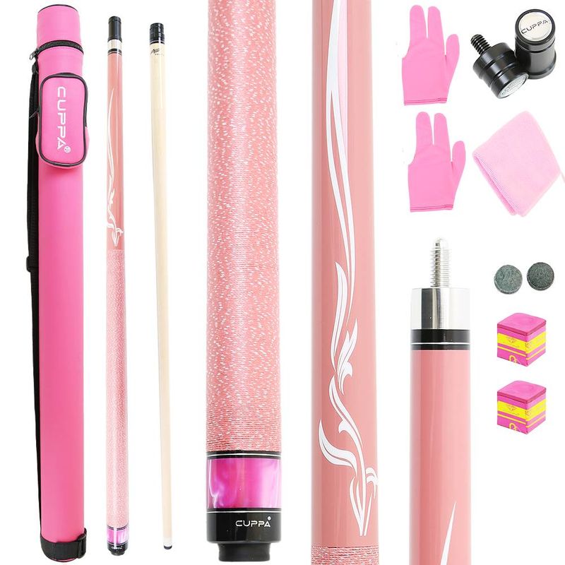 Pink Pool Cue Stick Maple Shaft, Linen Thread Grip, Lightweight And Stylish Billiard Cue_voghion.com