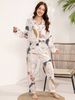 Autumn New 100% Adhesive Long Sleeved Pants Women's Sleepwear Set 3XL Plus Size Long Sleepwear Women's Home Sleepwear_voghion.com