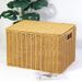 Woven Storage Basket With Lid - Multi-Use Organizer For Clothes, Bedroom & Outdoor (Rattan-Look, Breathable & Stylish)_voghion.com