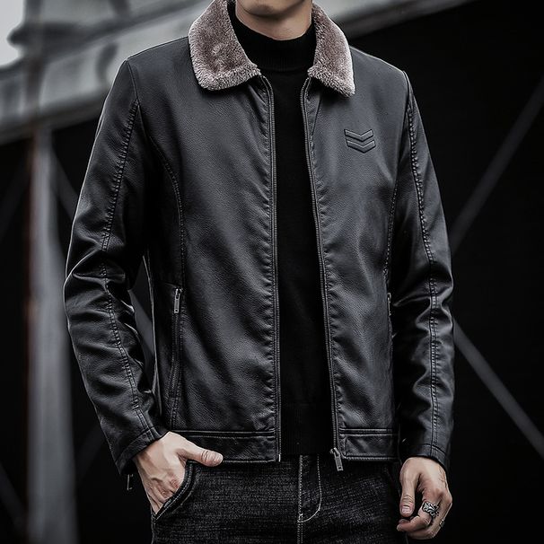 Herretøj pels læderjakke fløjl ungdomsreversfrakke businessjakke læder_voghion.com