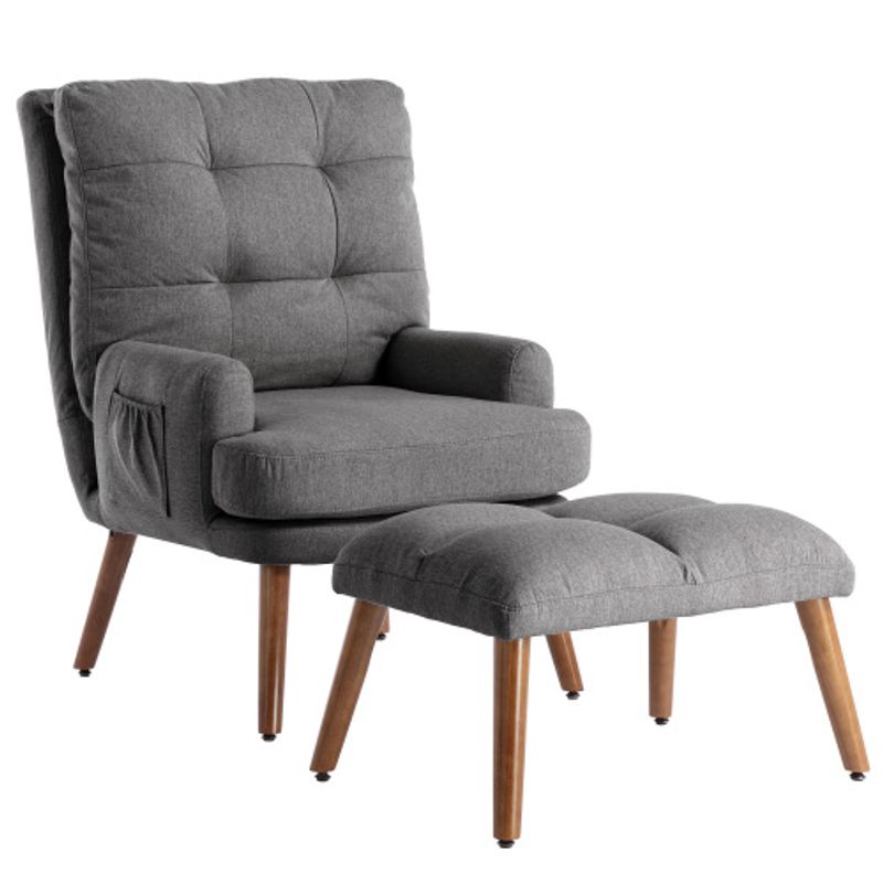 Loungesessel Mit Fußstütze, Rückenlehne 5-stufig Verstellbar, Neigbar, Stuhl Mit Seitlicher Ablage_voghion.com