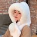 Cozy Winter Fleece Scarf Hat Combo - Warm Knit Earflap Beanie With Pompom For Women, Black & Khaki_voghion.com
