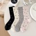 Spring Summer Seamless Thin Floral Mid-Calf For Women Mesh Breathable Fresh Versatile Women's Socks_voghion.com