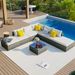 8-Pieces Outdoor Patio Furniture Sets; Garden Conversation Wicker Sofa Set; Single Sofa Combinable_voghion.com