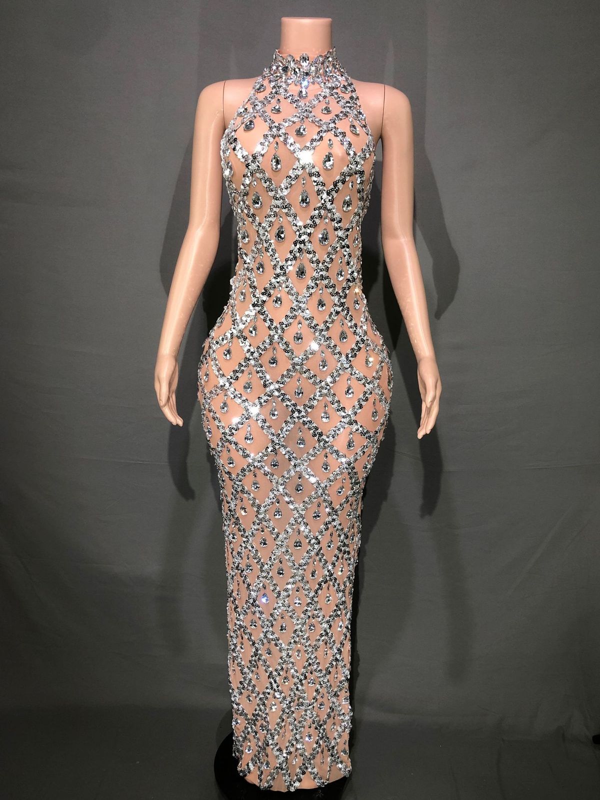 Robe de soirée grande taille pour femme, robe brillante à strass, jupe longue_voghion.com