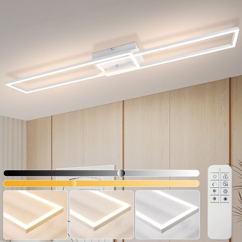 Deckenlampe Wohnzimmer LED Deckenleuchte - Küchenlampe Mit Fernbedienung Modernes Design 3000K-6500K Schlafzimmerlampe 36W Geometrisch Deckenbeleuchtung_voghion.com
