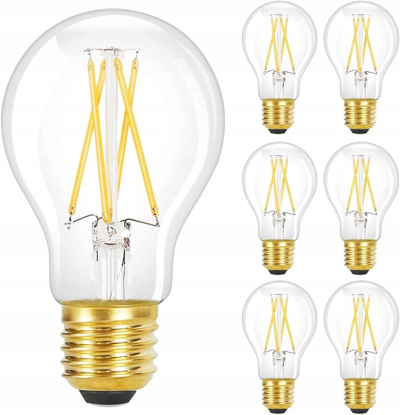 6er Pack LED Glühbirne E27 Lampe -A60 Vintage Warmweiß Filament Leuchtmittel 4W_voghion.com