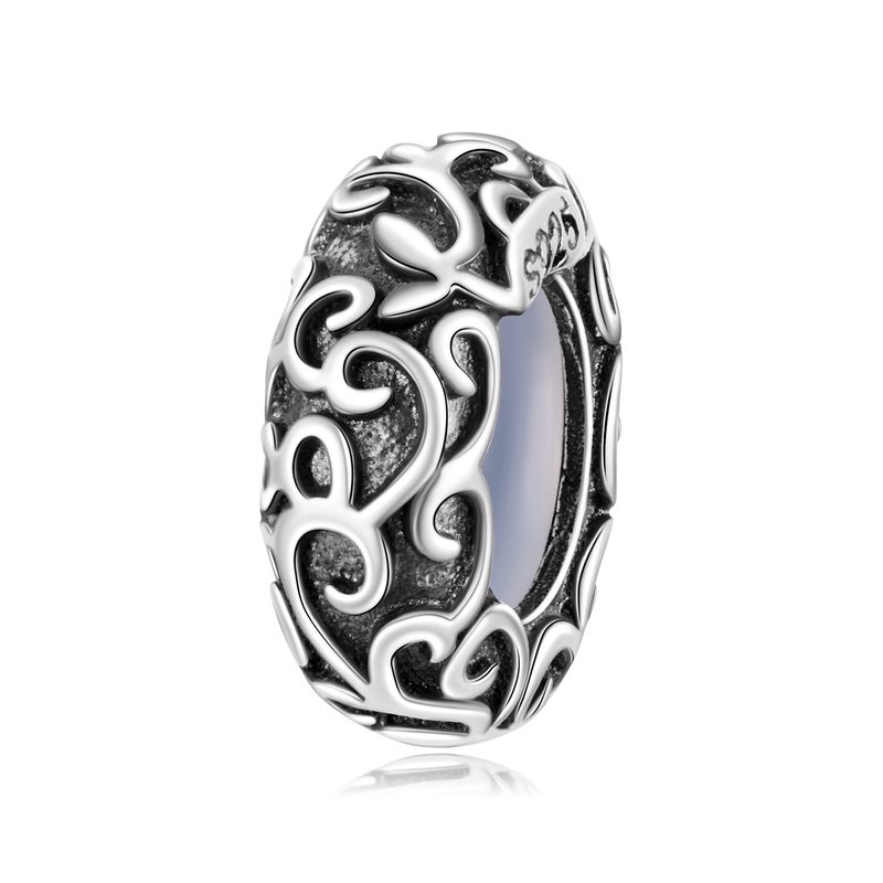 Silikon-Abstandsperlen mit Scroll-Muster, Sterling-Silber-Charm, SCC3107_voghion.com